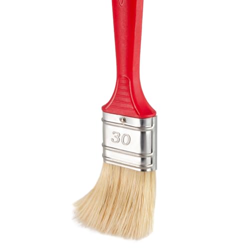 Flachpinsel | Malerpinsel | mit rot Kunststoff-Griff | Breiten: 20 30 40 50 60 70 80 100 mm (5 Stück, 30 mm)