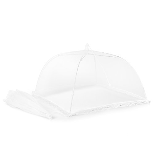 Mesh Outdoor Food Cover Tents (6 pack): Collapsible Umbrella Tents for Picnics, BBQ, Camping & Outdoor Cooking; Pop Up Screen Net & Plate Protector; Shields Food Plates & Glasses From Flies, Bugs