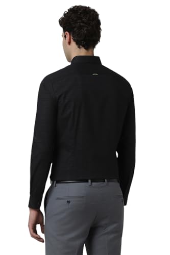 Image of Peter England Men Black Slim Fit Formal Shirt