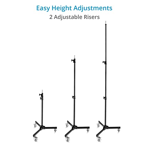 Image of PROAIM 8.6ft Heavy Duty Folding Wheel Base Light Stand. 5 /8 inch Baby Pin Mounting for Light & Photography Gear. Payload up to 13.06kg /30lb. for Photographers, Studios, Live Events (TP-FWBS-01)