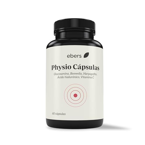Ebers Physio Cápsulas | 60 cápsulas | Antiinflamatorio - Fortalece las articulaciones | Glucosamina, Boswelia, Vitamina C, Ácido Hialurónico y Harpagofito