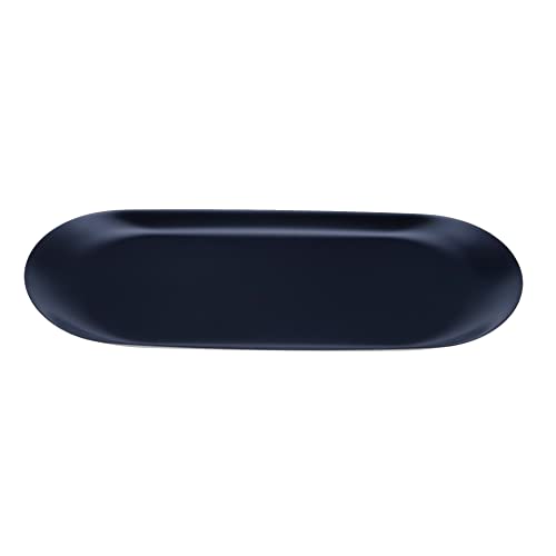 Dnyta Stainless Steel Metal Decorative Trays For Coffee Table, 9X3.7 Inch Oval Black Organizing Jewelry Cosmetics Storage Trays #TOP1
