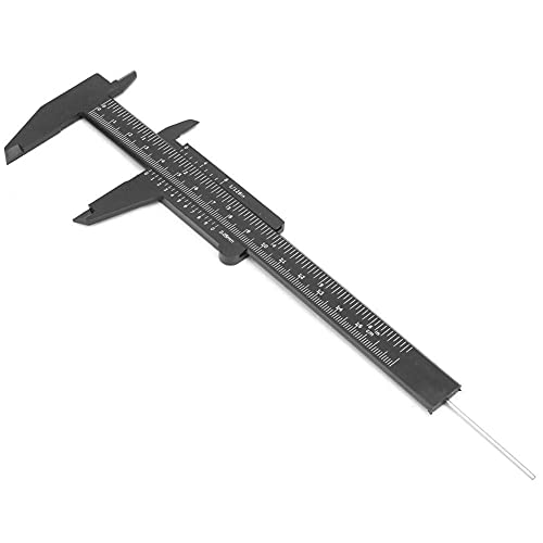 Calibrador Vernier de 150 mm, mini herramienta de medición de regla de calibre de doble escala de plástico, herramienta de medición de escala de alta precisión para carpintería, joyería(Negro)