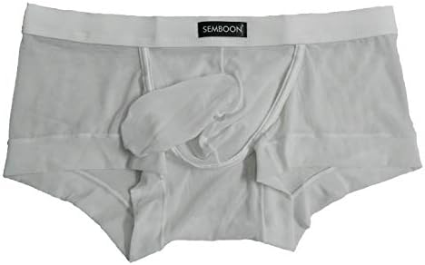 Semboon Men's Transparent Soft Mesh Cock Sheath Boxer Briefs Trunks Underwear White