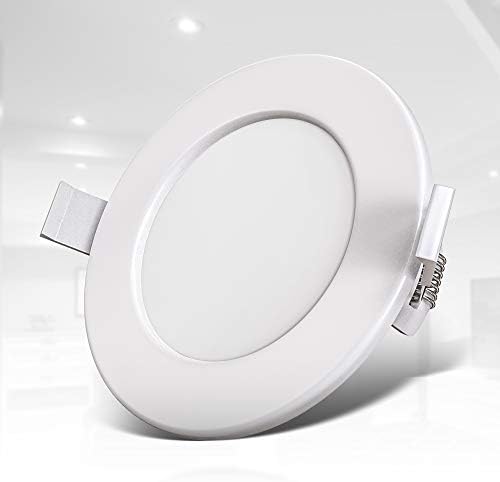 B.K.Licht Set of 3 Bathroom recessed LED spotlights, Ultra-Thin, Ceiling Cut-Out Ø100mm/3.94in, Built-in 6W LED modules, 450Lm, Warm White Light 3000K, IP44 Ceiling Spots, no Transformer Required 230V