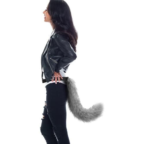 DRESHOW Faux Fur Wolf Tail Cat Ears Headband Lace Masquerade Mask Set Wolf Fox Cosplay Costume Animal Dress Up Fancy Dress Accessories Halloween Role Play Party Costume - Image 3
