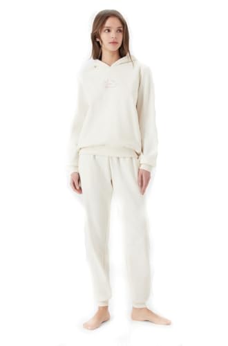 Emporio Armani Chenille Loungewear Zip Tracksuit Sweatshirt, Yogur, M para Mujer