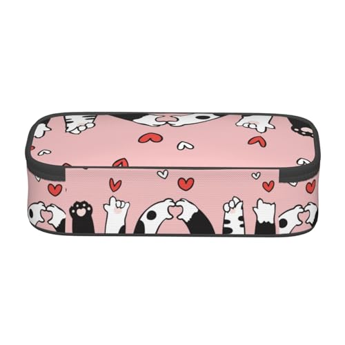 Image of Kawaii Cat Paw Large Pencil Case With Zipper Compartments Stationery Pencil Bag For Kids Teens Students School Supplies