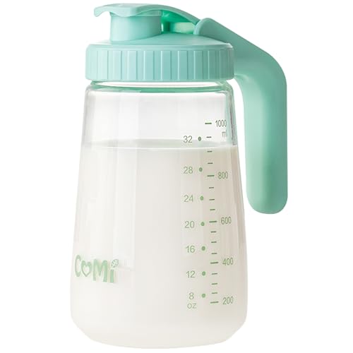 Image of COMI 34oz Breast Milk Pitcher,No Leak Breast Milk Storage Containers for Fridge,Resistant to Heat and Cold,Wide Mouth Breastfeeding Essentials with Sealing Ring,Baby Formula Maker,Green