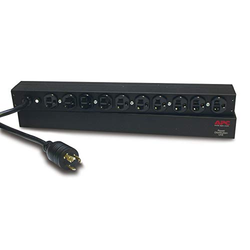 APC Rack Mount PDU, Basic 100V-120V/20A, (10) Outlets, 1U Horizontal Rackmount (AP9564)