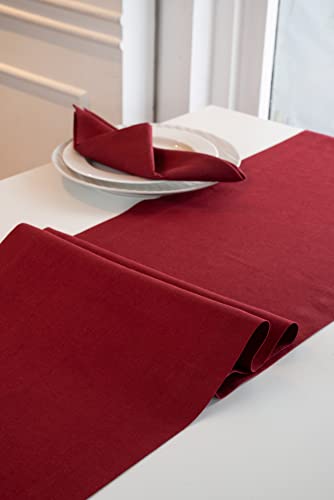 D'Moksha Homes Linen Table Runner - 14 x 90 Inch, Dark Red, Machine Washable Farmhouse Style - Image 4