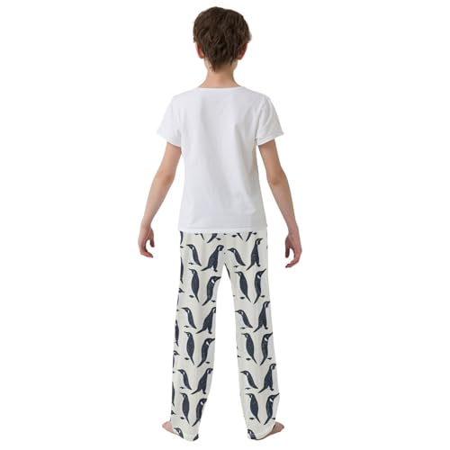 Boys' Pants Doodle Penguins White Long Bottoms Jogger Pants Elastic Waist Trousers with Pockets S-XL3