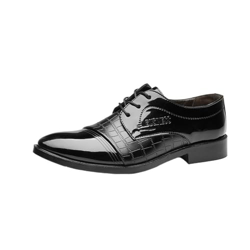 Spring Leather Shoes for Men Business Wedding Shoes Oxfords(Black,8)2