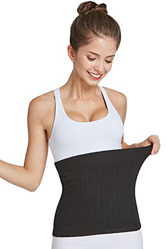 Herren Damen Kaschmir Nierenwärmer Winter Thermische Rückenwärmer Taille Wärmer Elastischer Wärmegürtel zur Schmerzlinderung Entlastung im unteren Rückenbereich Lendenwärmer Bauchwärmer, Schwarz,L