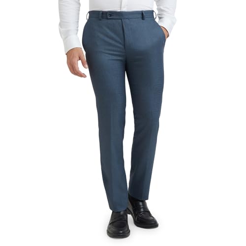 Image of Raymond Men's Slim Fit Mid Rise Polyester Blend Flat Front Formal Trouser