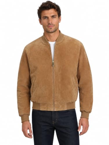 Image of REED EST. 1950 Men's Luxury Suede Leather Baseball Jacket - Premium Soft Suede with Smooth Interior Lining