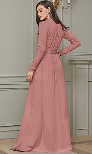 Image of KOH KOH Womens Long Sleeve V-Neck High Slit Cocktail Evening Gown Maxi Dress