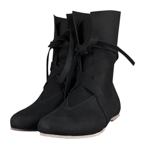 Women Vintage Victorian Boots Winter Faux Suede Mid Calf Boo