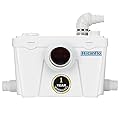 HOCANFLO 500W Upflush Toilet System Macerator Pump, with 4 Water Inlets for Kitchen Sink Bathroom Toilet Waste Water Disposal Pump, Automatic Start Stop, AC 110V High Power Saving Function