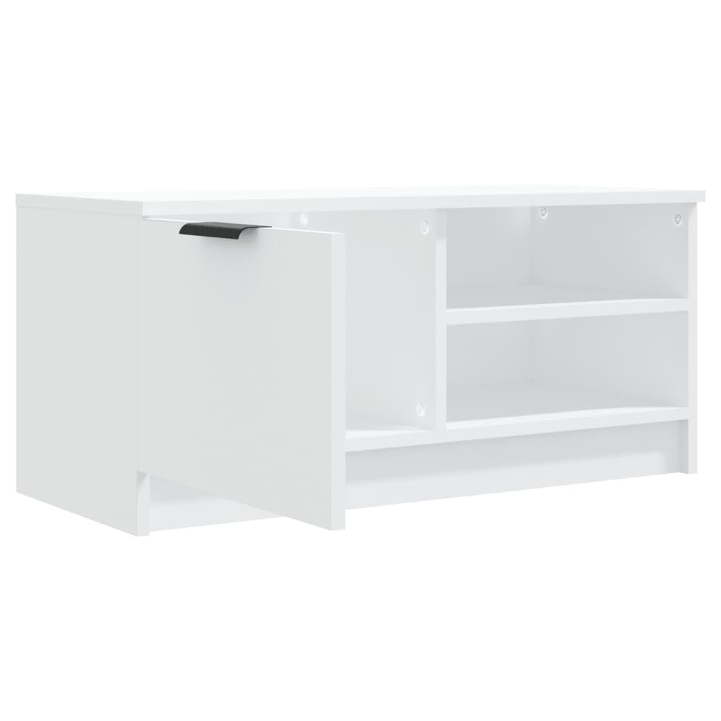 Zestaw 2 szafek TV, białe, 80 x 35 x 36,5 cm, materiał drewnopochodny, konsola medialna do salonu, sypialni, centrum rozrywki, stabilny blat stołu, eleganckie wzornictwo