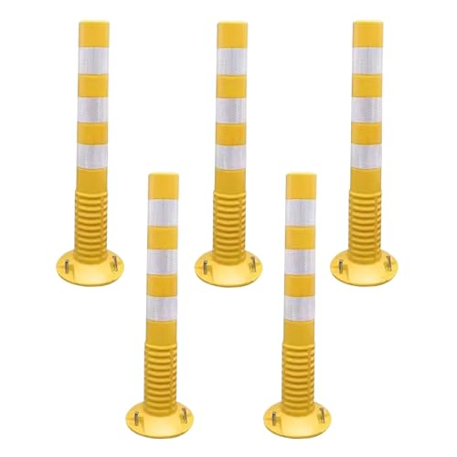 Flexible Delineator Traffic Safety Bollard, Commercial Driveway Barrier Post with Reflective Band, 1 2 3 5 10 12 Pcs Caution Cones, for Hospitals/Schools/Residential Crowd Control ( Color : Yellow+Whi