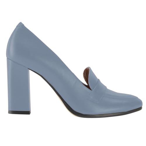 Image of MOOMMO Women Chunky Block Heel Pumps Round Closed Toe Slip On Oxford Loafers Shoes High Heels Snakeskin Work Pump Suede Loafer for Office Ladies Classic Formal Business Professional 4-13 M US