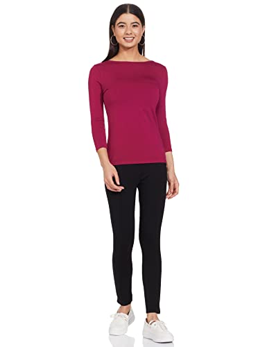 Image of Marks & Spencer Womens Solid Cotton Blend Boat Neck Slim Fit T-Shirt