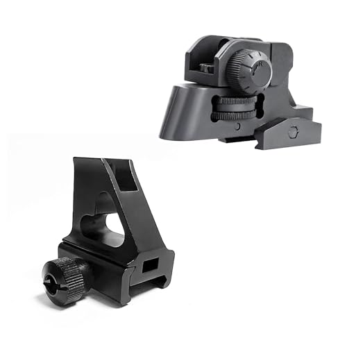 CBQ Outdoors Front and Rear Sight Combo Set?Detachable Backup Iron Sights?Low Profile Receiver Adjustable Rotate Aperture?for Same Plane Flat Top 20mm Rails