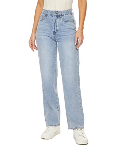 Myoursa Straight Leg Jeans For Women High Waisted Relaxed Fit Button Fly Distressed Boyfriend Mom Jeans (Light Blue, Medium) #TOP2