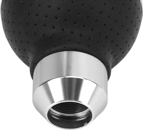 Image of AutoBizarre 5 Speed Aluminum Base Metal Ring Leather Covered Gear Knob Gear Shifter Handle Knob for All Manual Transmission Cars (Silver)