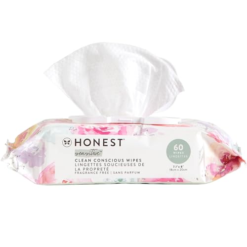 Image of The Honest Company Hypoallergenic Multi-Use Baby Wipes for Sensitive Baby Skin, Rose Blossom, 60 Count