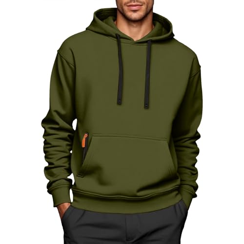 Men's Slim Fit Fleece Hooded Sweatshirt Casual Pullover Warm Winter Comfortable Hoodie with Zipper for Daily Wear
