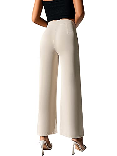 SweatyRocks Women's Elegant High Waisted Split Hem Long Pants Straight Leg Zipper Fly Work Office Trousers2