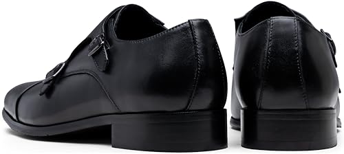 Jousen Mens Dress Loafers Leather Double Monk Strap Oxford Slip On Cap Toe Dress Shoes for Men4