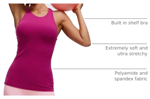 Image of CRZ YOGA Butterluxe High Crew Neck Tank Top | Light Support, Built in Bra, Removable Pads, Yoga, Extremely Soft, Racerback, for Women