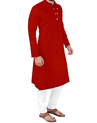Image of Gauri Laxmi Enterprise Men Cotton Blend Straight Kurta