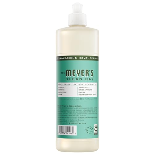 Image of MRS. MEYER'S CLEAN DAY Liquid Dish Soap, Basil Scent, 16 Fl Oz Bottle - 3 Pack
