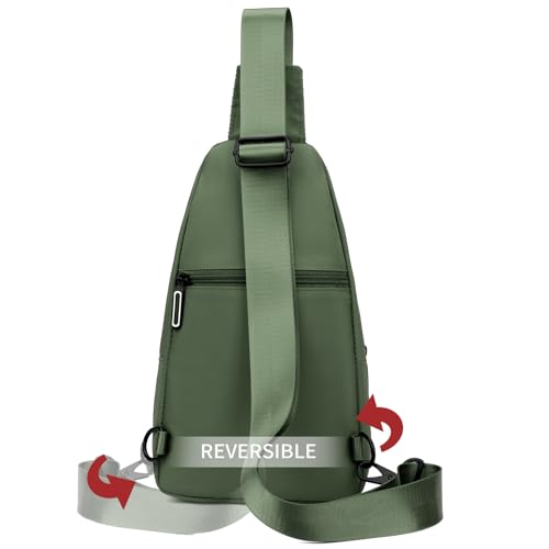 Seoky Rop Sling Bag for Men Women, Small Nylon Crossbody Bag Trendy, Casual Shoulder Chest Bag for Travel Running Hiking Army Green4