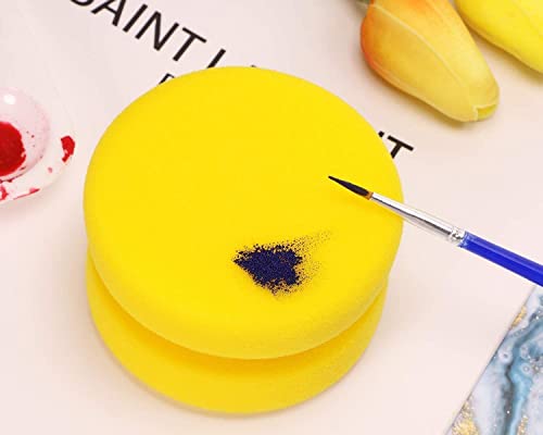 Image of KRAFTMASTERS 2PCS Round Painting Sponge for Children W atercolor Oil Painting Art Drawing Craft Clay Pottery Sculpture Cleaning Tool (Yellow Colour)