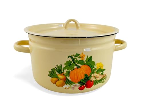 Emaille Kochtopf Topf 4 Liter ca 23cm Durchmesser mit Motiv/Retro Nostalgie Geschirr