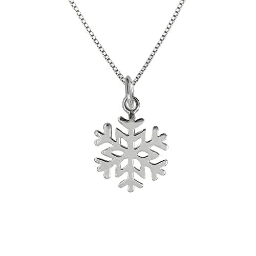 Alexandreasjewels Tiny Delicate and Dainty Sterling Silver Snowflake Necklace for Women Small Snowflake Necklace Bridesmaid Gift for Winter Wedding (16 inches plus 2-inch extender)