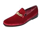 Mens Velvet Shoes Wedding Dress Chain Slip On Casual Comfortable Party Loafers UK Size 6-11 Red