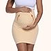 Arearief Women's Maternity Pencil Skirt Over Belly, High Waisted Solid Stretchy Pregnancy Shapewear Dress Bump Support 2-Pack