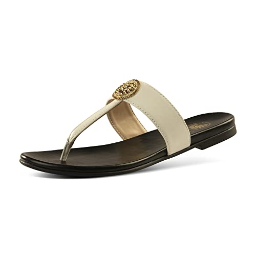 Image of JATAREA Slip-On Flat Toe Post T-Strap Sandals for Women