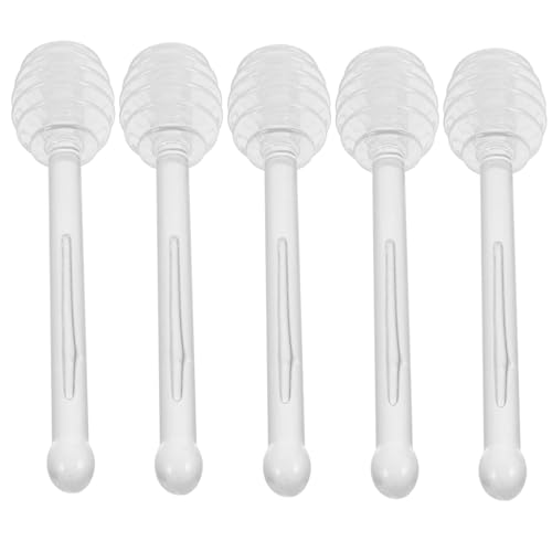GRIRIW 5pcs Honey Stick Honey Dipper for Honey Jar Reusable Honey Dipper Mixing Rod for Honey Clear Honey Dipper Honey Mixing Rod Honey Dipper Sticks Honey Pot Sticks Plastic re-usable