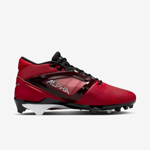 Nike Alpha Menace 4 Pro Football Cleats (FD7037-600, University Red/Metallic Silver/Team Red) Size 94