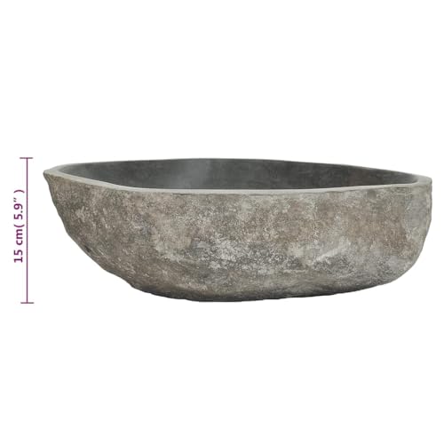 vidaXL Wash Basin, Bathroom Sink Bath Wash Bowl, Countertop Wash Basin Wash Sink, River Stone Oval