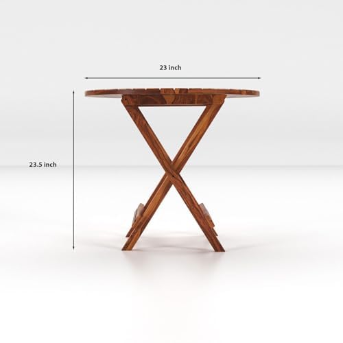Image of WhiteBeard Wooden Standard Foldable Medium Dining Table with 2 Chair Set Home Furniture,Office,Living Room,Hotels,Cafe,Kitchen, Book Reading Table,Restaurant,Outdoor,Sheesham Wood 2 Chair Table Set