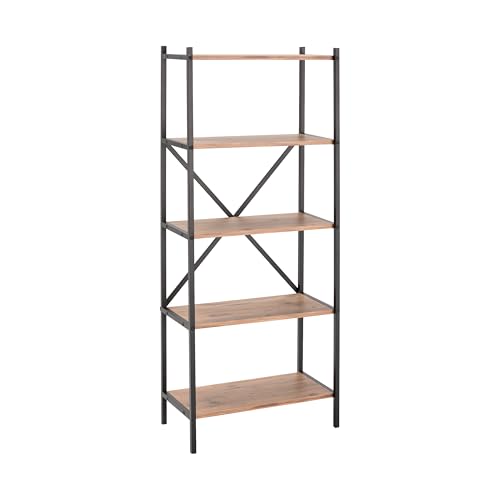 MyosHome   Estanteria Industrial de Madera, Estanteria Estrecha y Alta Ideal como Estanteria Libros, Estanterias Madera Color Atlantic Pine de 66 x 32 x 157 cm. Afrodita