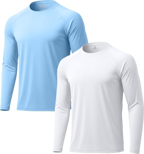 Image of ZITY 5 Pack Long Sleeve Shirts for Men UPF 50+ Sun Protection Fast Dry Lightweight Fishing Swim Rash Guard Workout Shirt